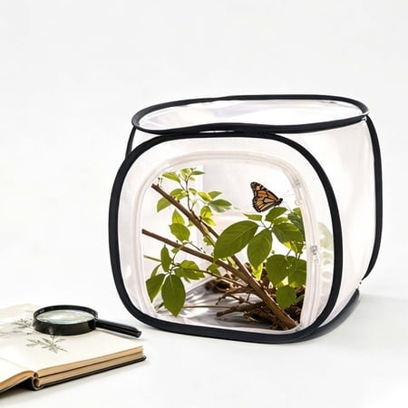 Butterfly Habitat Insect Cage 12 x12 x12 Polyester Bottom for Easier Clean _ B