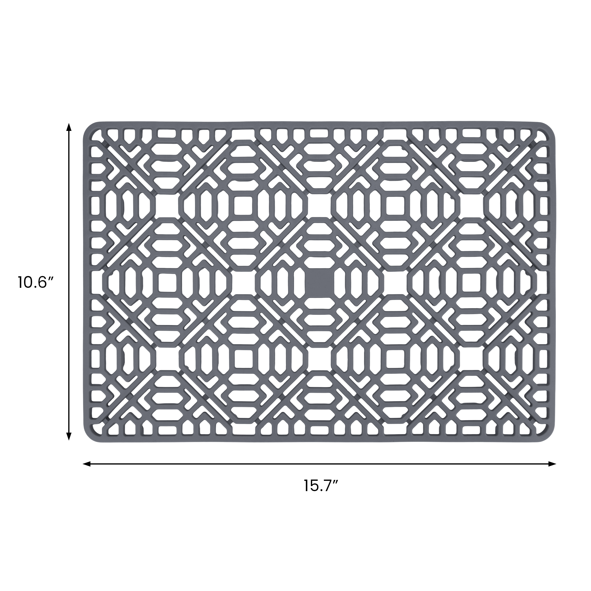 Unique Bargains Hollow Design Silicone Dish Drying Mat Dark Gray 15.7*10.6 inch