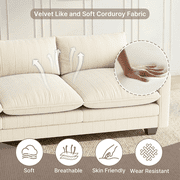 Cloud Like Modular Sectional Sofa with Movable Ottoman, Deep Seating with Lumbar Support, Machine-Washable Corduroy Cover - Beige