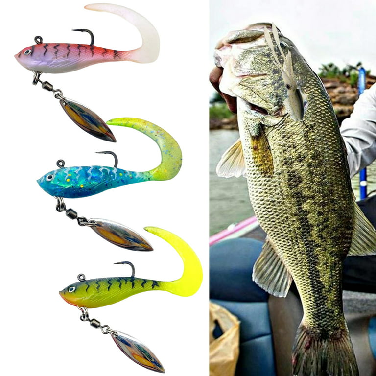 Mightlink 7g/6cm Bionic Soft Bait Sharp Hook 3D Simulated Fisheye Realistic Figure 8 Ring Spinning Sequin Lure for Outdoor Fishing