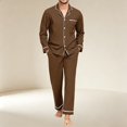 thumbnail image 2 of Iaqnaocc Pajama Set for Men Cozy Soft Casual Long Sleeve Top and Pants 2 Piece Set Breathable Pjs for Men Light Brown M, 2 of 6