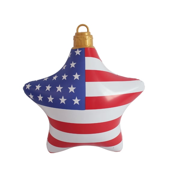 chaungfeng Outdoor Christmas Inflatable Ball Decor, Patriotic American Flag Star Shaped Balloons, Patriotic Party Balloon, Easy-Inflate Yard Porch Decoration for Holiday Focal Point 25.2"x27.1"