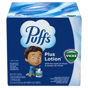Puffs Facial Tissues Plus Lotion with the Scent of Vicks, 1 Cube Box, 48 Tissues Per Box