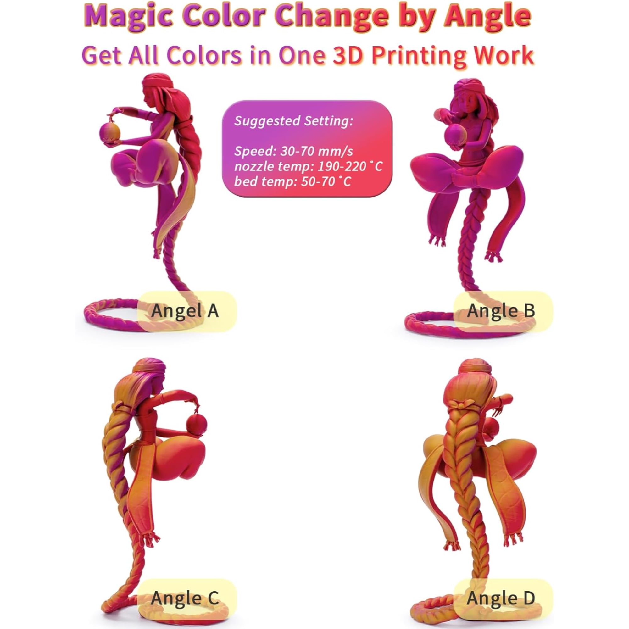 Ziro 3D Tri-Color Matte PLA 1.75mm 1kg, Afterglow