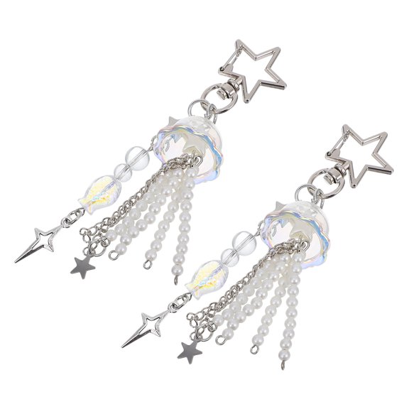 LABSERRON Beads Jellyfish Star Keychain Creative Design Multi Color for Car Keys 2Pcs