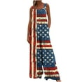 thumbnail image 6 of Jinhomg Womens 4Th of July Rompers Novelty Fancy USA Flag Graphic Jumpsuits Casual Loose Fit Spaghetti Strap Square Neck Overalls 2025 Holiday Gifts Blue M, 6 of 9