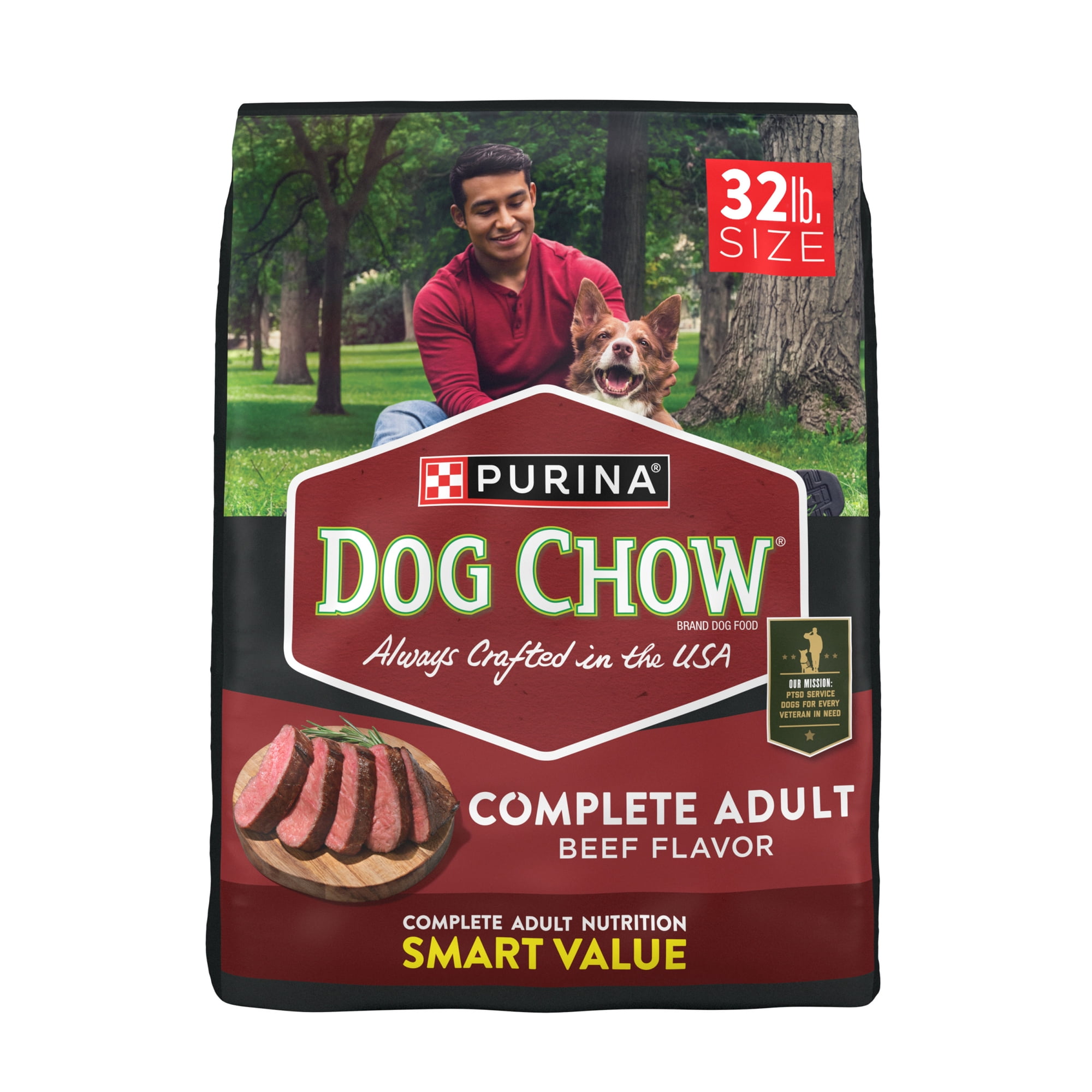 Purina Dog Chow Complete Adult Dry Dog Food for Adult Dogs Kibble Beef Flavor 32 lb. Bag