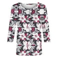 thumbnail image 6 of Jsaierl 3/4 Sleeve Womens Tops Plus Size Crew Neck Shirts Cute Graphic Petite Blouses Soft Elegant T-shirts Top S-5XL, 6 of 6