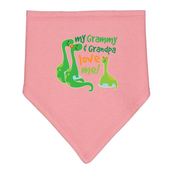 Inktastic My Grammy and Grandpa Love Me Grandson Dinosaur Baby Bandana Bib