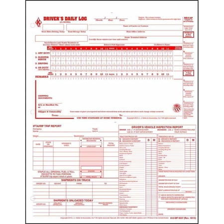 5-in-1 Driver Daily Log 3-pk. w/Detailed DVIR, Daily Recap, Shipments Records & Trip Report - Shrinkwrapped Loose-Leaf Format, 2-Ply Carbonless, 8.5" x 11", 31 Sets of Forms Per Unit - J. J. Keller