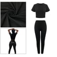 thumbnail image 4 of Mujeres de manga corta Yoga gimnasio entrenamiento Crop tapas de cintura alta Leggings pantalón compresión deportes atléticos camisas lindo carta - M METRO Sunnimix Traje de entrenamiento para mujer, 4 of 8
