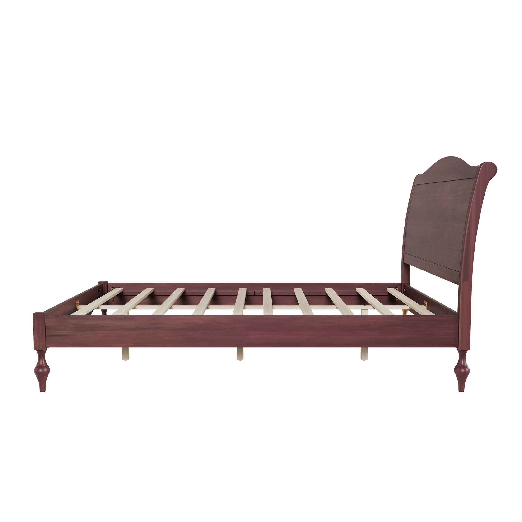Noble House Carola Full Wooden Platform Bed Frame, Traditional Arched Headboard Vintage Design, Dark Walnut