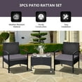 thumbnail image 5 of Patiojoy 3 PCS Patio Rattan Cushioned Chair Side Table Set Bistro Set Classic Furniture Single Sofa Thick Cushion for Garden Grey, 5 of 10