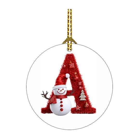 Lilixerw Christmas 26 Letters Ornaments,Personalized Round Initial Sign Hanging Acrylic Car Pendant for Party Home Christmas Decoration(A)