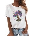 thumbnail image 1 of Blusa holgada de manga corta con cuello redondo y estampado a la moda para mujer Pompotops hfajkhk130218, 1 of 1