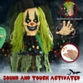 thumbnail image 6 of 6.1FT Life Size Outdoor Halloween Decoration, Animatronic Circus Clown, Sound and Motion Activated Animated Prop with Light Up Eyes, Talking and Laughter, 6 of 9