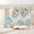 thumbnail image 3 of Green Coastal Seashells Outdoor Waterproof Pillow Covers, Nautical Brown Coral Starfish Decorative Square Throw Pillowcase Sofa Cushion Sham for Patio/Couch/Chair, 20"x20" 2 Pack, 3 of 8
