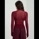 thumbnail image 5 of Top de Larga Ajustado de de Color Liso con Cuello Alto para Mujer, Camisa Transparente. Rojo Vino XL, 5 of 7