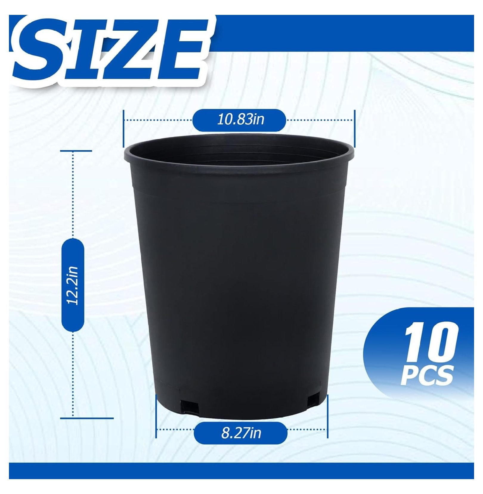 10-Pack 3.6 Gallon Premium Black Pot Plant Container Garden Planter Pots (3.6 Gallon)