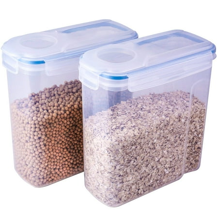 Dispenser Lock - THETIS Homes Cereal Container, Watertight and Airtight Dispenser with 4 Locking Lids, 4L, 135.2 Oz - 2 Pack