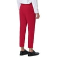 thumbnail image 3 of INSPIRE CHIC Men's Cropped Dress Business Pants Straight Fit Flat Front Suit Trousers 38 Red, 3 of 7