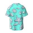 thumbnail image 2 of Wukai Seashell And Starfish Men's Casual Short-Sleeve Button Down Shirt - Lightweight Summer Dress Shirt for Daily Wear-, 2 of 7