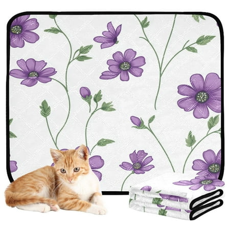 Washable Pet Pee Pads with Super Absorbent Reusable Training Pads for Dogs & Cats Purple Flowers