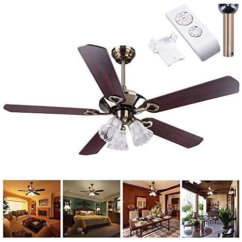 Ghp 52 Blade Size 70w 3 Speed Antique Bronze Ceiling Fan Light With Remote Control