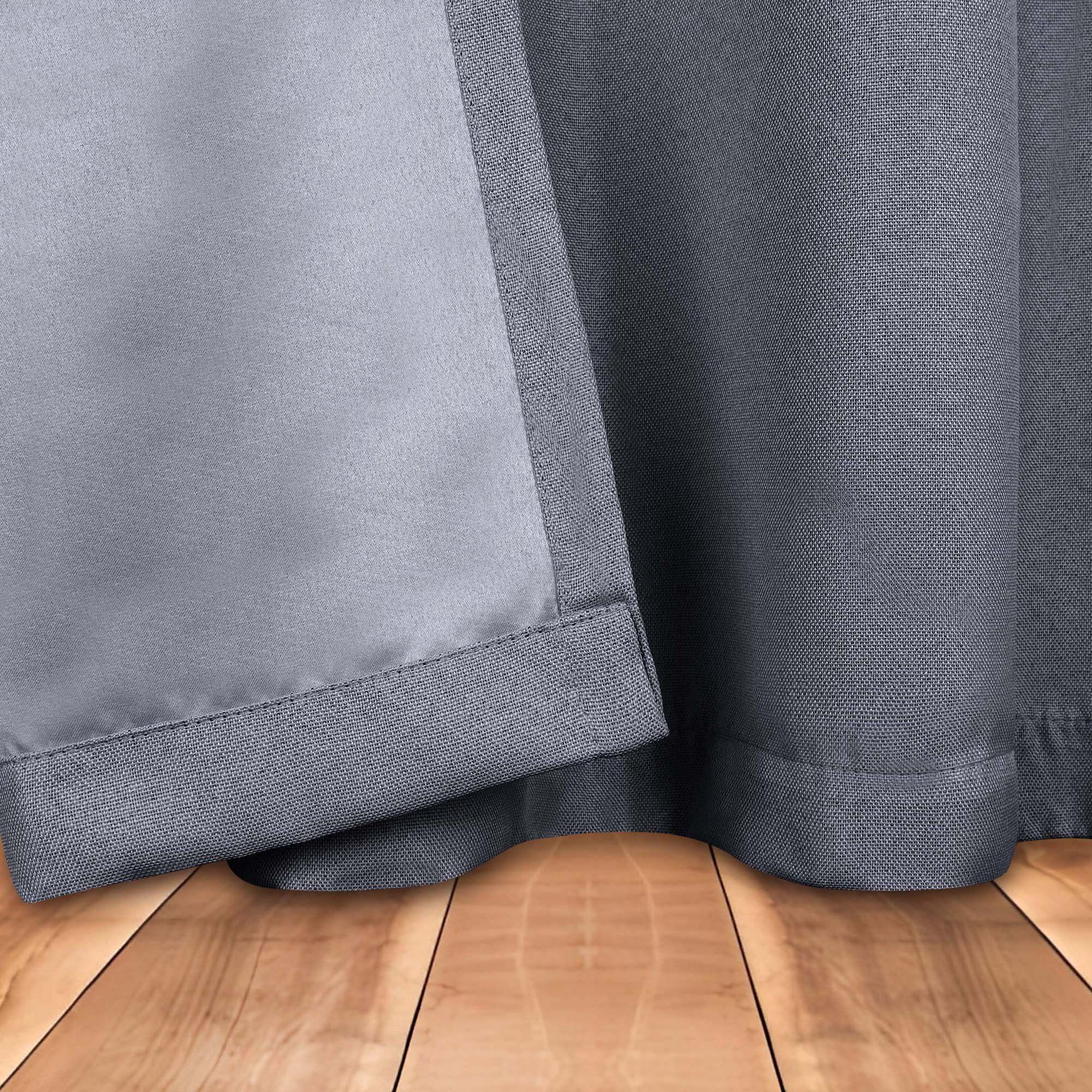 BNM Linen Pattern Blackout Curtains, Set of 2, 42" x 63", Charcoal