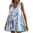 thumbnail image 1 of Vestido de Verano Casual, Vestido de Cuello en V sin Mangas Impreso Suelto Hecho de Poliéster Cómodo para el Uso Diario de Verano de Primavera, Vestido de Verano de Mujer, 1 of 5
