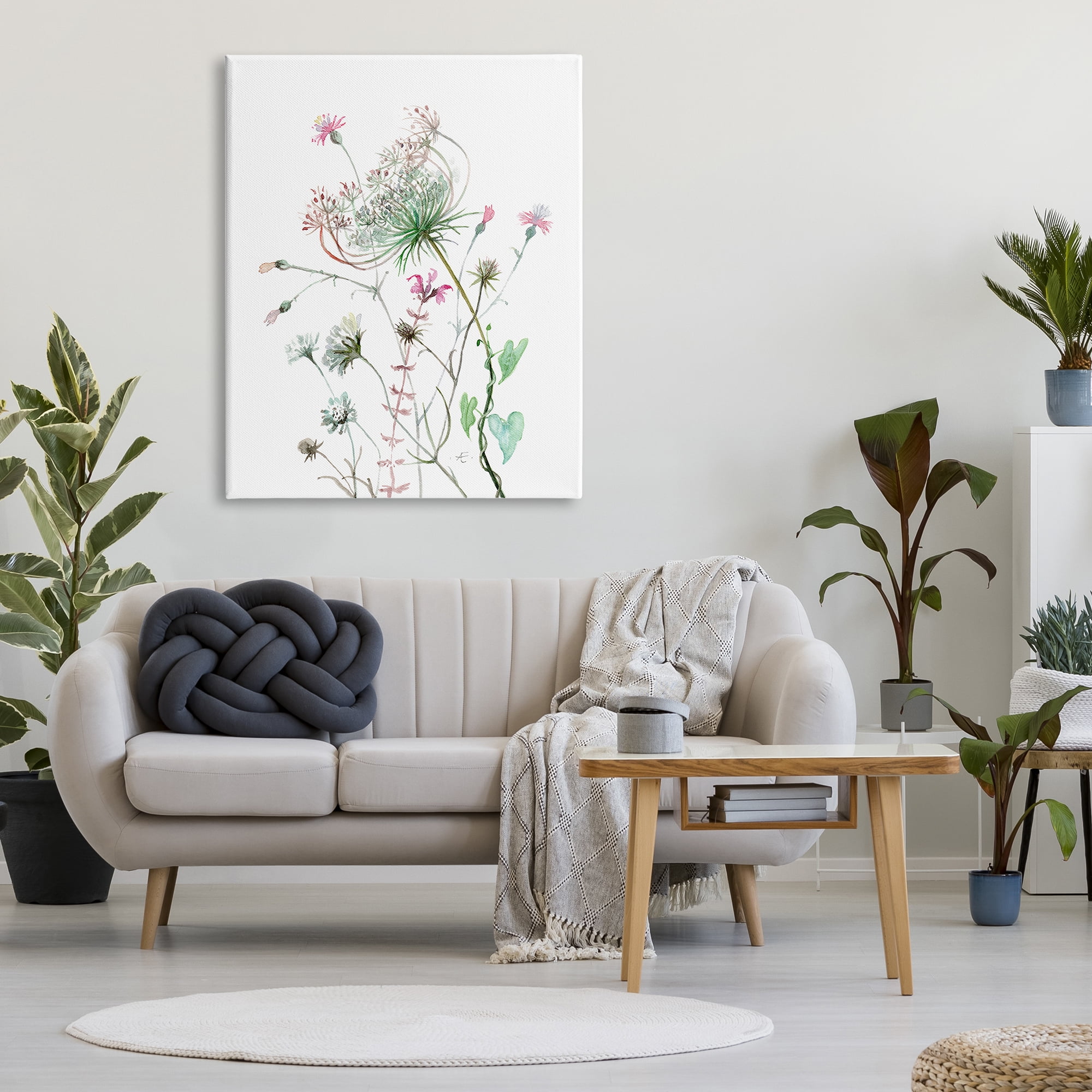 Stupell Industries Spring Meadow Florals Blooming Pink Cottage Wildflowers Botanical & Floral Painting Gallery Wrapped Canvas Print Wall Art, 36 x 48