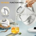 thumbnail image 4 of Electric Kettle, 1.7L Tea Kettle & Hot Water Boiler for Coffee & Tea, Water Heater & Teapot, Automatic Shut Off, Borosilicate Glass, White, 1200W, 4 of 8