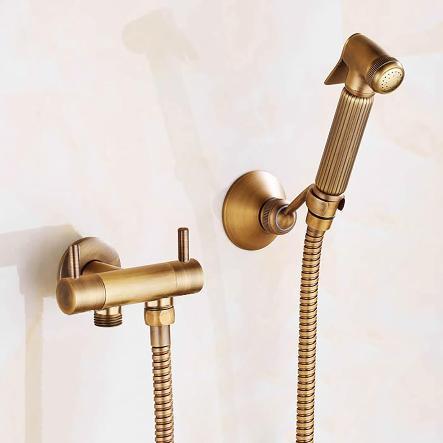 Antique Handheld Bidet Sprayer for Toilet, Brass Cloth Diaper Sprayer Kit Wall Mounted Bidet Sprayer Set Single Handle Toilet Bidet Sprayer Kit with 150cm Shower Hose