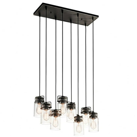

8 Light Farmhouse Simple Kitchen Island Light Fixture with Clear Mason Jar Style Glass-Olde Bronze Finish Bailey Street Home 147-Bel-1759958