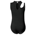 thumbnail image 5 of Curuila Kids Girls Romper Sleeveless Crew Neck Solid Color Dance Summer Performance Fashionable Bodysuits Black Size 2-3 Years, 5 of 5