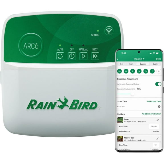 Rain Bird ARC6 App-Based Indoor Smart Irrigation WiFi Timer/Controller, 6-Zone/Station, EPA WaterSense Certified, Compatible with Alexa