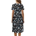 thumbnail image 4 of Fantaslook Summer Dresses for Women Casual Short Sleeve Pleated Dress Flowy Floral Dress with Pockets Flare Midi Sundress, 4 of 9