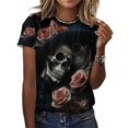 thumbnail image 3 of Skull Women T-Shirt Classic O Neck T-Shirts Short-Sleeve Trendy Animal Print Design Tshirt Casual Clothing, 3 of 5