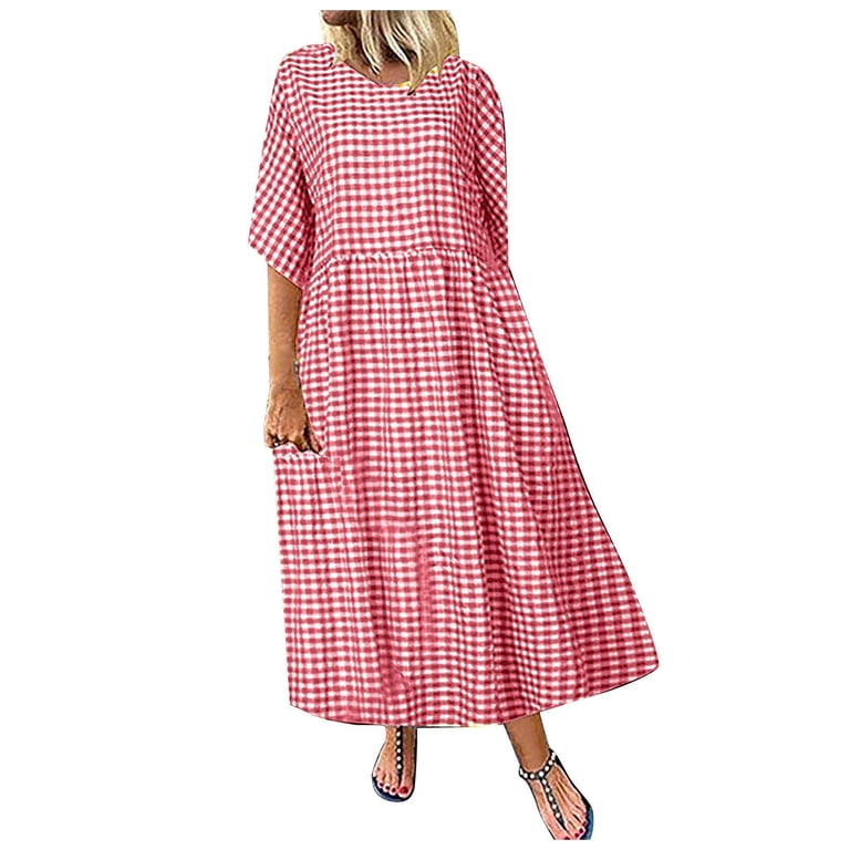 Ayolanni Red Holiday Party Dresses for Women Plaid Short Sleeve Midi Dresses  Junior Dresses S - Walmart.com