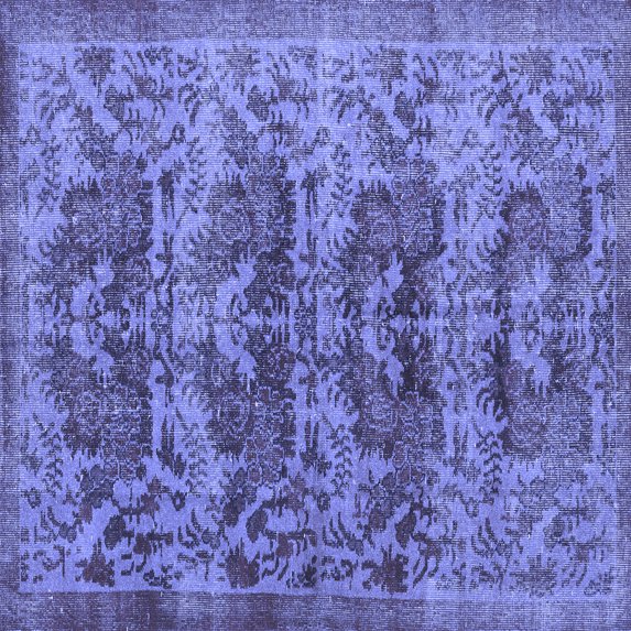 Ahgly Company Machine Washable Indoor Square Persian Blue Traditional Area Rugs, 3' Square
