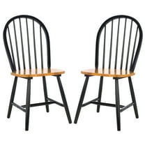 SAFAVIEH Camden Classic Wood Solid Dining Side Chair, Natural/Black (Set of 2)