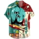 thumbnail image 2 of Camisas casuales de manga corta con estampado de gato negro para hombre, camisa hawaiana de playa de verano con botones para adultos, ropa de moda para hombre., 2 of 6