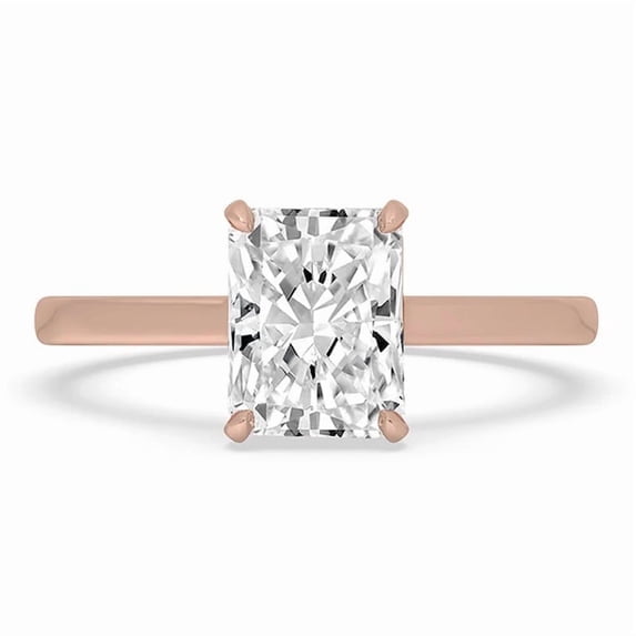 ZELSU 2.00 CT Radiant Cut Moissanite Engagement Ring in Rose Gold with Cathedral Prong Setting