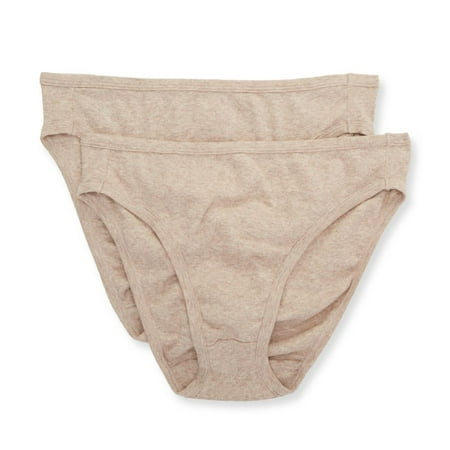 

Women s Cottonique W22207 Latex Free Organic Cotton High Cut Panty - 2 Pack (Melange Brown 7)