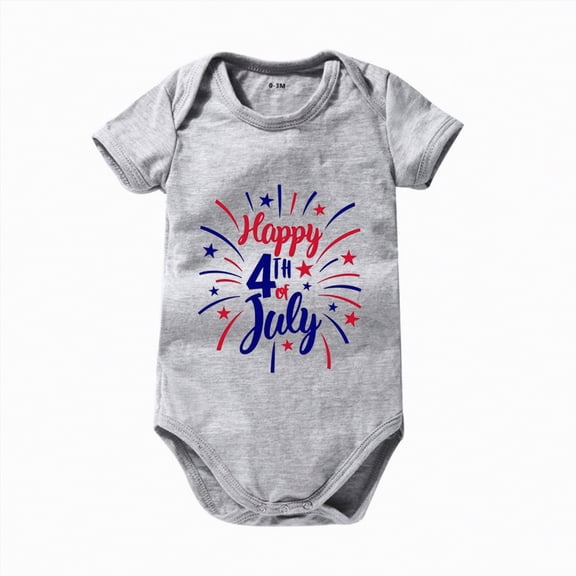 dmqupv 4th of July Outfit Baby Boy Newborn Baby Boy 4th of July Outfit Dress Shirt Bodysuit Button Down Short Sleeve Bowtie Romper One Piece Outfit Grey,12-18 Months