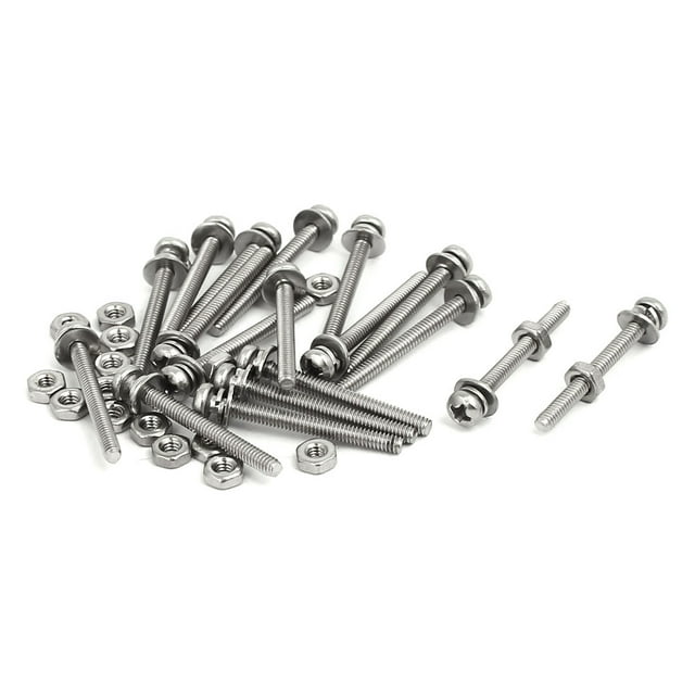 M2x20mm Tornillo de cabeza plana Phillips de acero inoxidable 304 con tuerca y arandela 18 juegos