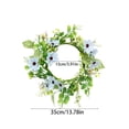 thumbnail image 3 of Kumdkd Blue Artificial Flower Candle Wreath, 13.78" Diameter, Spring Summer Wedding Table Centerpiece, Easter Door Hanging Decor, Plastic & Fabric Floral Ring for Home, 3 of 6