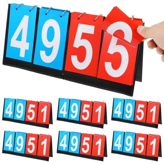 6 PCS Portable Flip Scoreboard, 4 Digit Foldable Scoreboard Keeper, Double-Sided Scorecard for Baseball Basketball Football