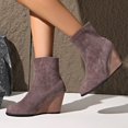 thumbnail image 2 of Mepaouo Women's Wedge Boots Suede Embroidery Sock Slip on Ankle Dress Booties with Low Wedges, 2 of 8
