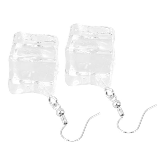 CIMAXIC 1 Pair Dangle Clear Earrings Women Ice Cube Shape Jewelry For Dating